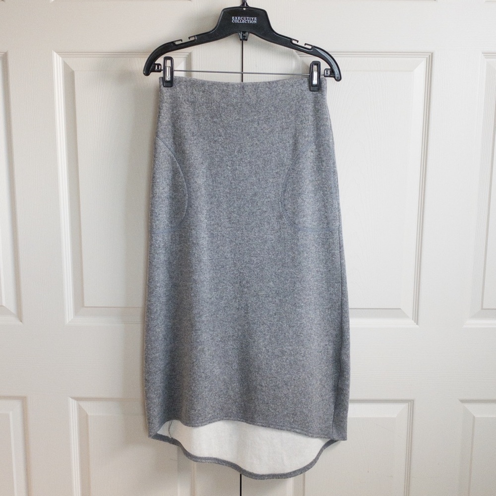Kedziorek Alpaca Wool Knitted Asymmetrical Maxi Long Skirt Grey Womens Sz 4 (36)